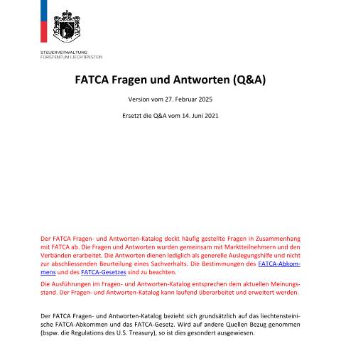 Dokumentvorschau: FATCA Fragen und Antworten (Q&A) — Internationaler Informationsaustausch, Liechtenstein (CERFA n°fatca-fragen-und-antworten-q-a)