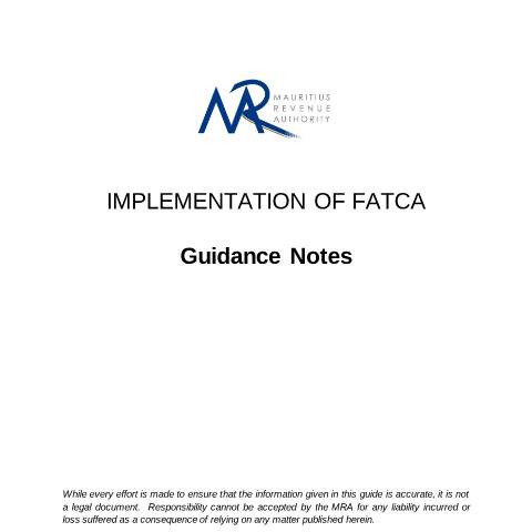 Document preview: FATCA Guidance Notes — Document, Mauritius (CERFA n°FATCAGuidance140515)