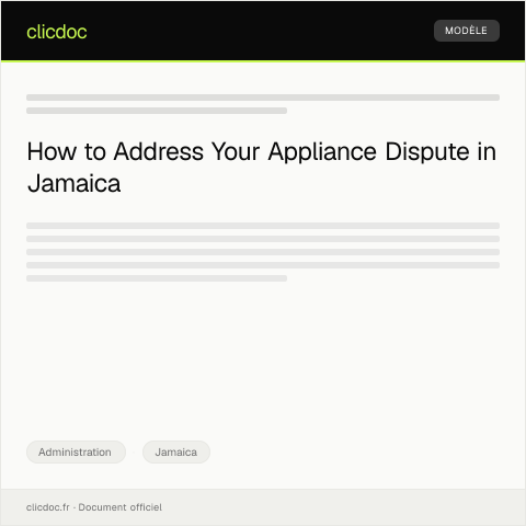 Document preview: Dispute Complaint Regarding Faulty Appliance Purchased from Local Retailer — Administration, Jamaica