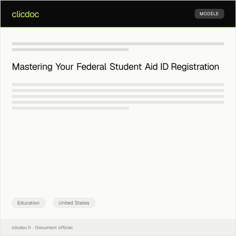 Document preview: Federal Student Aid ID Registration Form — Education, United States