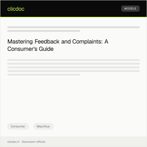 Document preview: Feedback / Complaint — Consumer, Mauritius