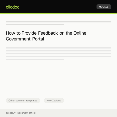 Document preview: Feedback on Online Government Portal / Urupare mō te Matapihi kāwanatanga tuihono — Other common templates, New Zealand