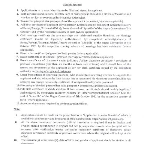 Document preview: Female Spouse New — Document, Mauritius (CERFA n°Female-Spouse-New)