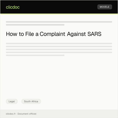 Document preview: File a Complaint for Administrative Delay or Unlawful Action — Legal, South Africa