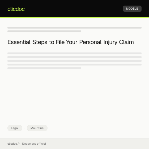 Document preview: Filing a Claim for Compensation for Personal Injury — Legal, Mauritius