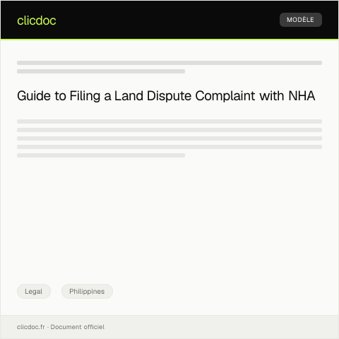Document preview: Filing a Complaint for Land Dispute with National Housing Authority — Legal, Philippines