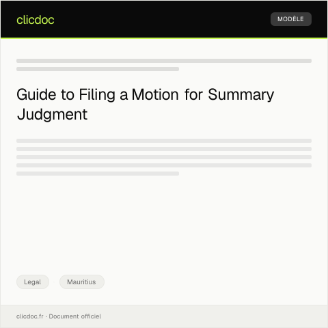 Document preview: Filing a Motion for Summary Judgment Electronically — Legal, Mauritius