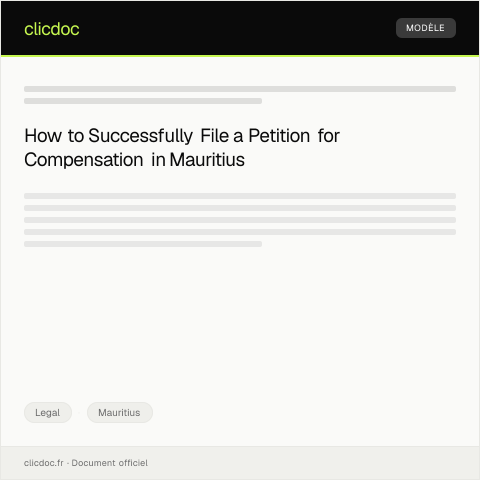 Document preview: Filing a Petition for Compensation under Mauritian Consumer Law — Legal, Mauritius
