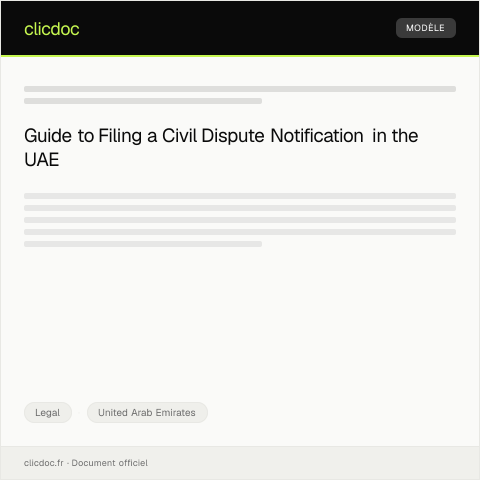 Document preview: Filing a Civil Dispute Notification with Federal Authority for Identity — Legal, United Arab Emirates