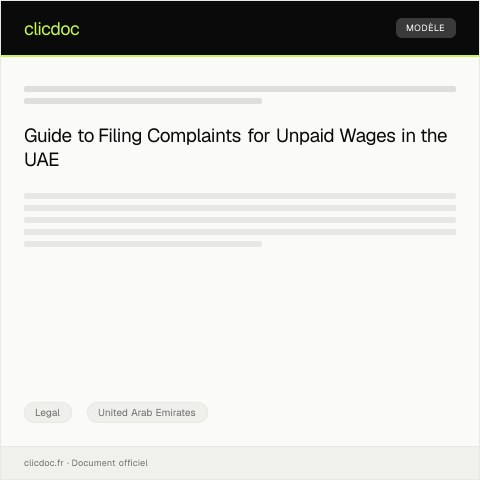 Document preview: Filing Complaint Against Employer for Unpaid Wages with UAE Ministry of Human Resources — Legal, United Arab Emirates
