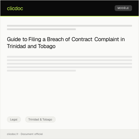 Document preview: Filing a Complaint for Breach of Contract (BC 055) — Legal, Trinidad & Tobago
