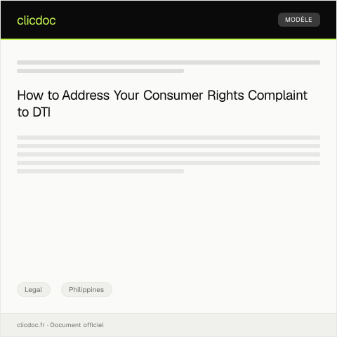 Document preview: Filing Complaint for Consumer Rights Violation at Department of Trade and Industry — Legal, Philippines