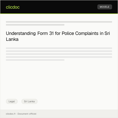 Document preview: Filing of Complaint Against Police – Form 31 — Legal, Sri Lanka