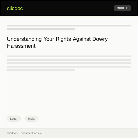 Document preview: Filing of Complaint for Dowry Harassment under Dowry Prohibition Act, 1961 — Legal, India