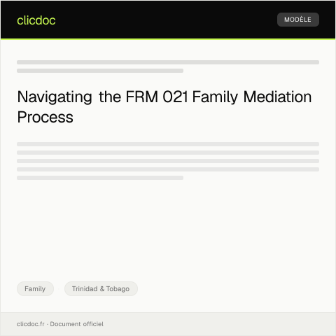 Document preview: Filing for Family Reconciliation Mediation (FRM 021) — Family, Trinidad & Tobago