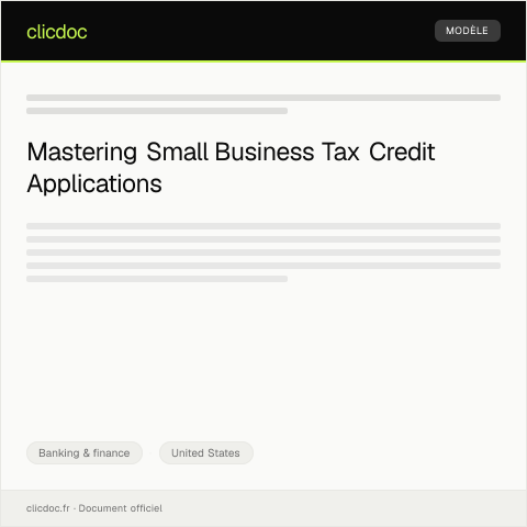 Document preview: Filing for Small Business Tax Credits — Banking & finance, United States