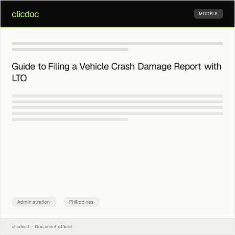 Document preview: Filing for Vehicle Crash Damage Report to LTO — Administration, Philippines