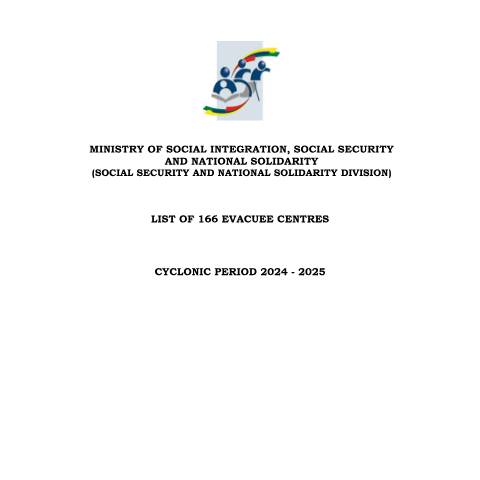 Document preview: Final List of Evacuee Centres – Cyclone 2024-25 — Reference, Mauritius (CERFA n°Final-List-of-Evacuee-Centres-Cyclone-2024-25)