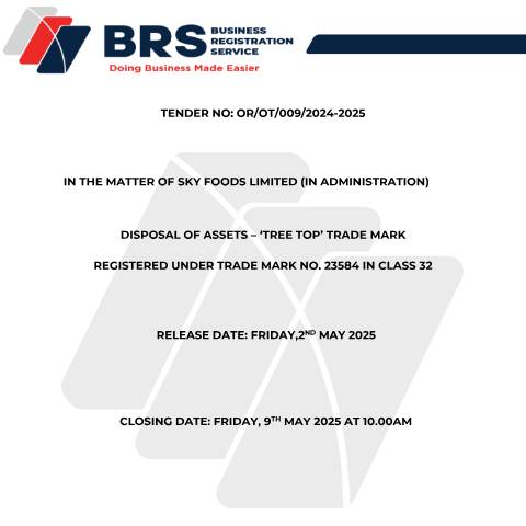 Document preview: FINAL TENDER DOCUMENT- DISPOSAL OF ASSETS-TREE TOP TRADEMARK — Document, Kenya (CERFA n°FINAL-TENDER-DOCUMENT-DISPOSAL-OF-ASSETS-TREE-TOP-TRADEMARK)