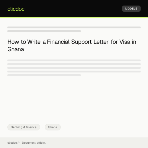 Document preview: Letter of Financial Support for Visa Application — Banking & finance, Ghana