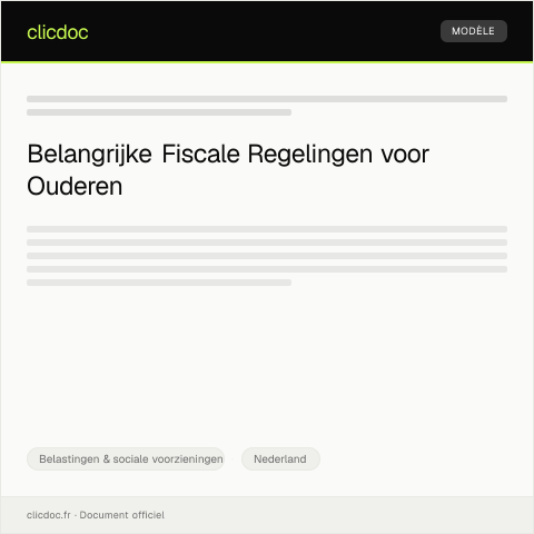 Documentvoorvertoning: Informatie over fiscale regelingen voor ouderen — Belastingen & sociale voorzieningen, Nederland