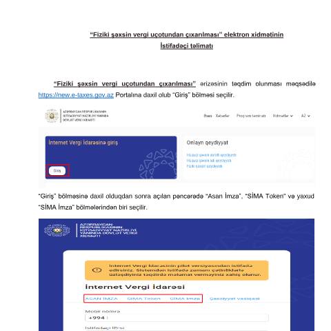 Document preview: Fiziki şəxsin vergi uçotundan çıxarılması — Vergi uçotu (immatriculation fiscale), Azərbaycan