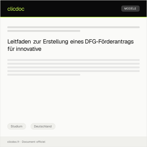 Dokumentvorschau: Erstellung eines Förderantrags für Innovationsprojekte bei der Deutschen Forschungsgemeinschaft (DFG) — Studium, Deutschland