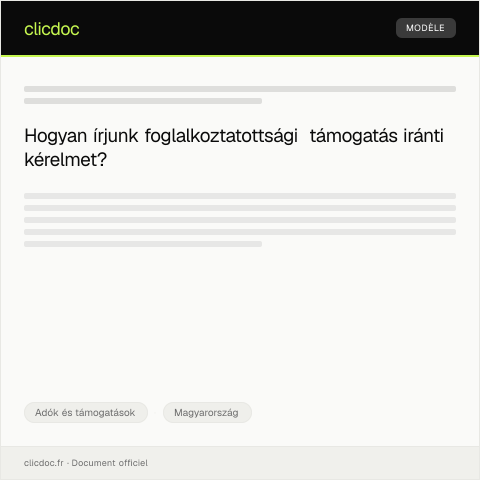 Document preview: Foglalkoztatottsági támogatás iránti kérelmü — Adók és támogatások, Magyarország