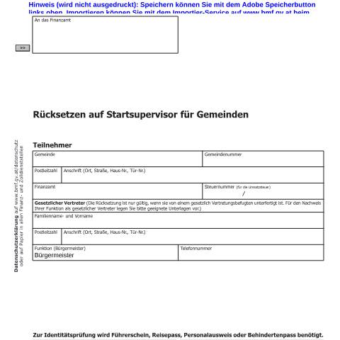 Dokumentvorschau: FON12 — Rücksetzen auf Start-Supervisor für Gemeinden — Steuern, Österreich (CERFA n°FON12)
