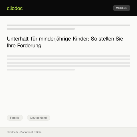 Dokumentvorschau: Forderung auf Unterhalt für minderjährige Kinder — Familie, Deutschland