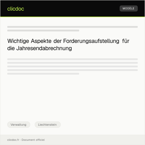 Dokumentvorschau: Forderungsaufstellung für die Jahresendabrechnung bei der Liechtensteinischen Landesbank — Verwaltung, Liechtenstein