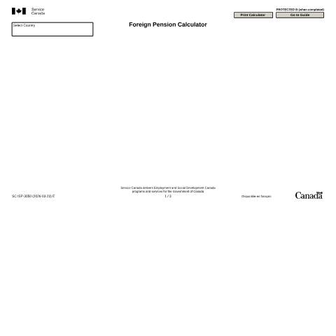 Document preview: Foreign Pension Calculator — Income Security Programs, Canada (CERFA n°ISP3050)
