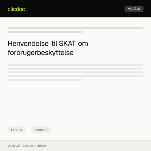 Document preview: Forespørgsel om forbrugerbeskyttelsesbetingelser — Forbrug, Danmark