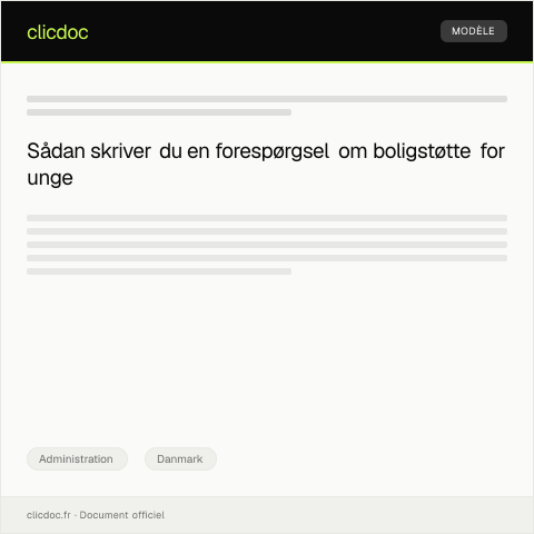 Document preview: Forespørgsel om boligstøtte for unge — Administration, Danmark
