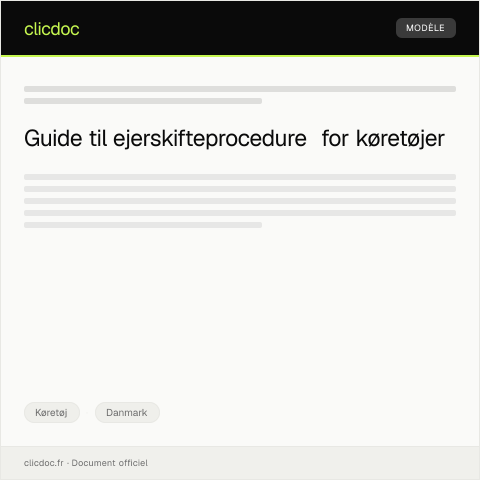 Document preview: Forespørgsel om ejerskifteprocedure — Køretøj, Danmark