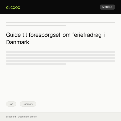 Document preview: Forespørgsel om feriefradrag i skat — Job, Danmark