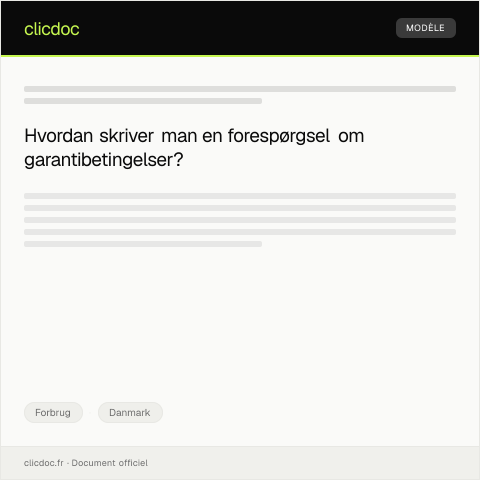 Document preview: Forespørgsel om garantibetingelser — Forbrug, Danmark
