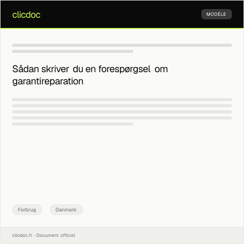 Document preview: Forespørgsel om garantireparation — Forbrug, Danmark