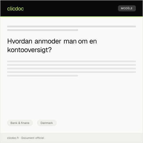 Document preview: Forespørgsel om kontooversigt — Bank & finans, Danmark