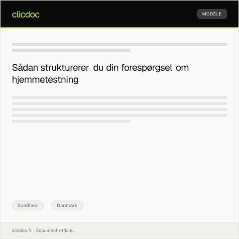 Document preview: Forespørgsel om muligheder for hjemmetestning — Sundhed, Danmark