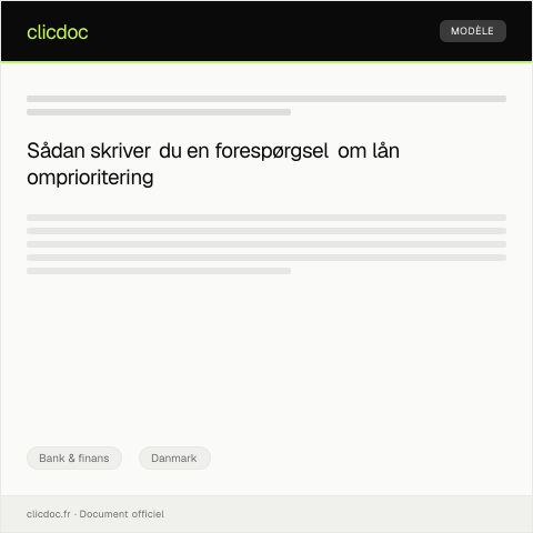 Document preview: Forespørgsel om omprioriteringsplan for lån — Bank & finans, Danmark