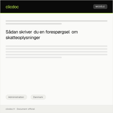 Document preview: Forespørgsel om skatteoplysninger — Administration, Danmark