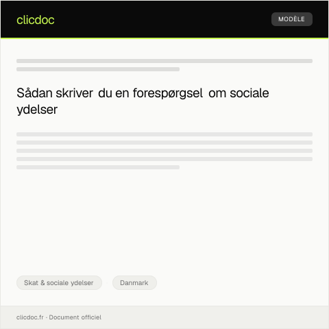 Document preview: Forespørgsel om sociale ydelser — Skat & sociale ydelser, Danmark