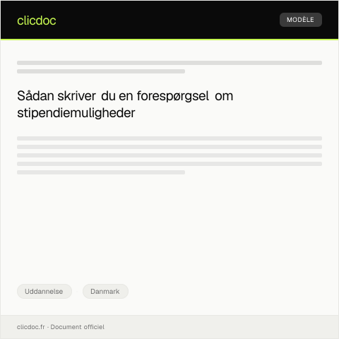 Document preview: Forespørgsel om stipendiemuligheder — Uddannelse, Danmark