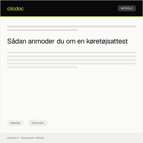 Document preview: Forespørgsel om udstedelse af køretøjsattest — Køretøj, Danmark