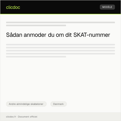 Document preview: Forespørgsel om skatteyderenummer (SKAT-nummer) — Andre almindelige skabeloner, Danmark