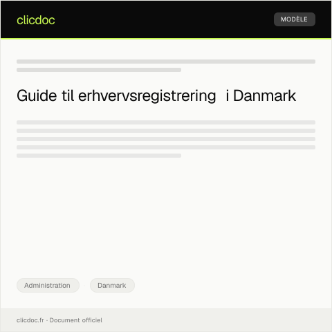 Document preview: Forespørgsel om erhvervsregistrering — Administration, Danmark