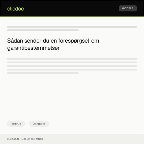 Document preview: Forespørgsel om garantibestemmelser — Forbrug, Danmark