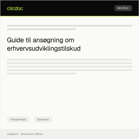 Document preview: Forespørgsel om tilskud til erhvervsudvikling — Virksomhed, Danmark
