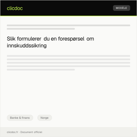 Document preview: Forespørsel om innskuddssikring for sparekonto — Banke & finans, Norge